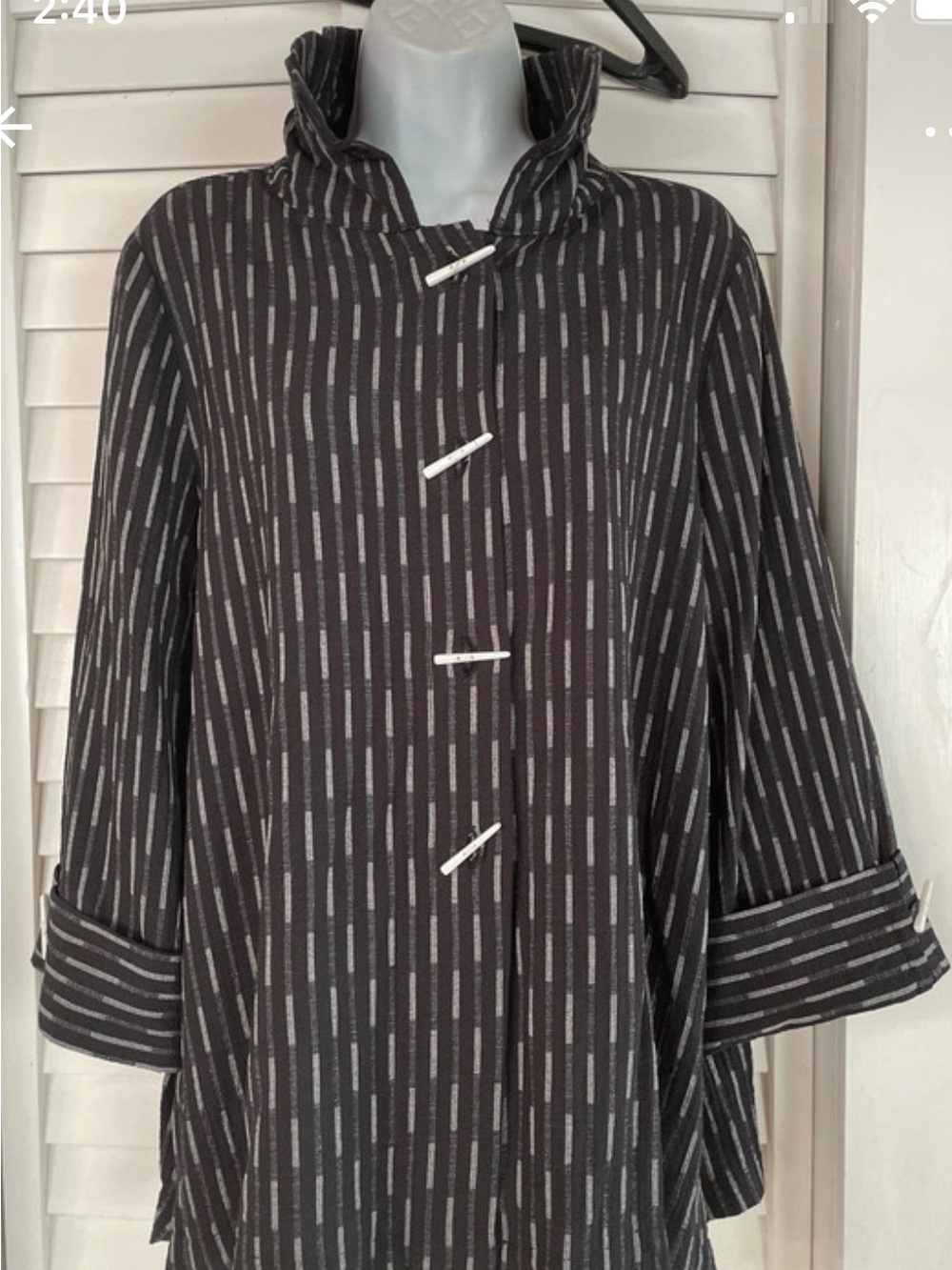 Moonlight Y&S Crinkle Pinstripe Shirt Jacket M Artsy Lagenlook